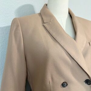 Nova Fides Banana Republic Wool Blend Tan Double-Breasted Blazer-Woven in Italy